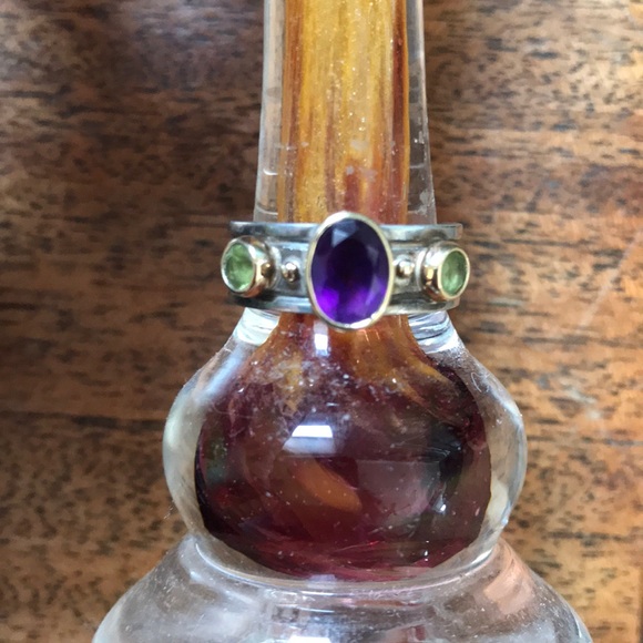 ๐ป9xHP!๐ป Amethyst Peridot Ring Bezel Set Ss &โฆ - Picture 9 of 9